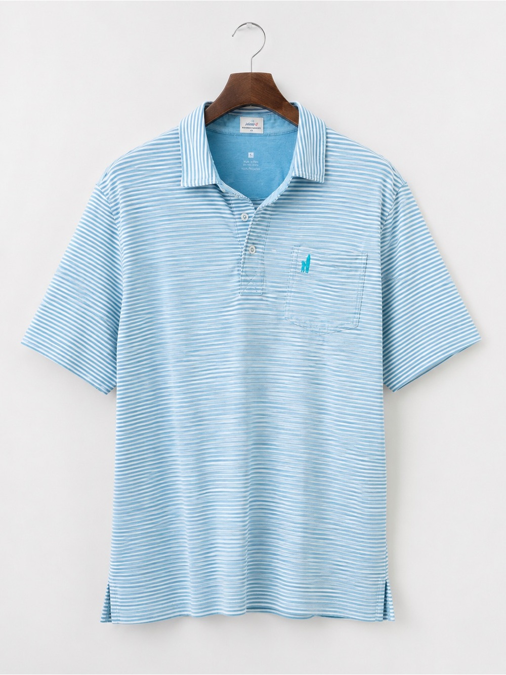 johnnie-O Light Blue & White Striped Polo
